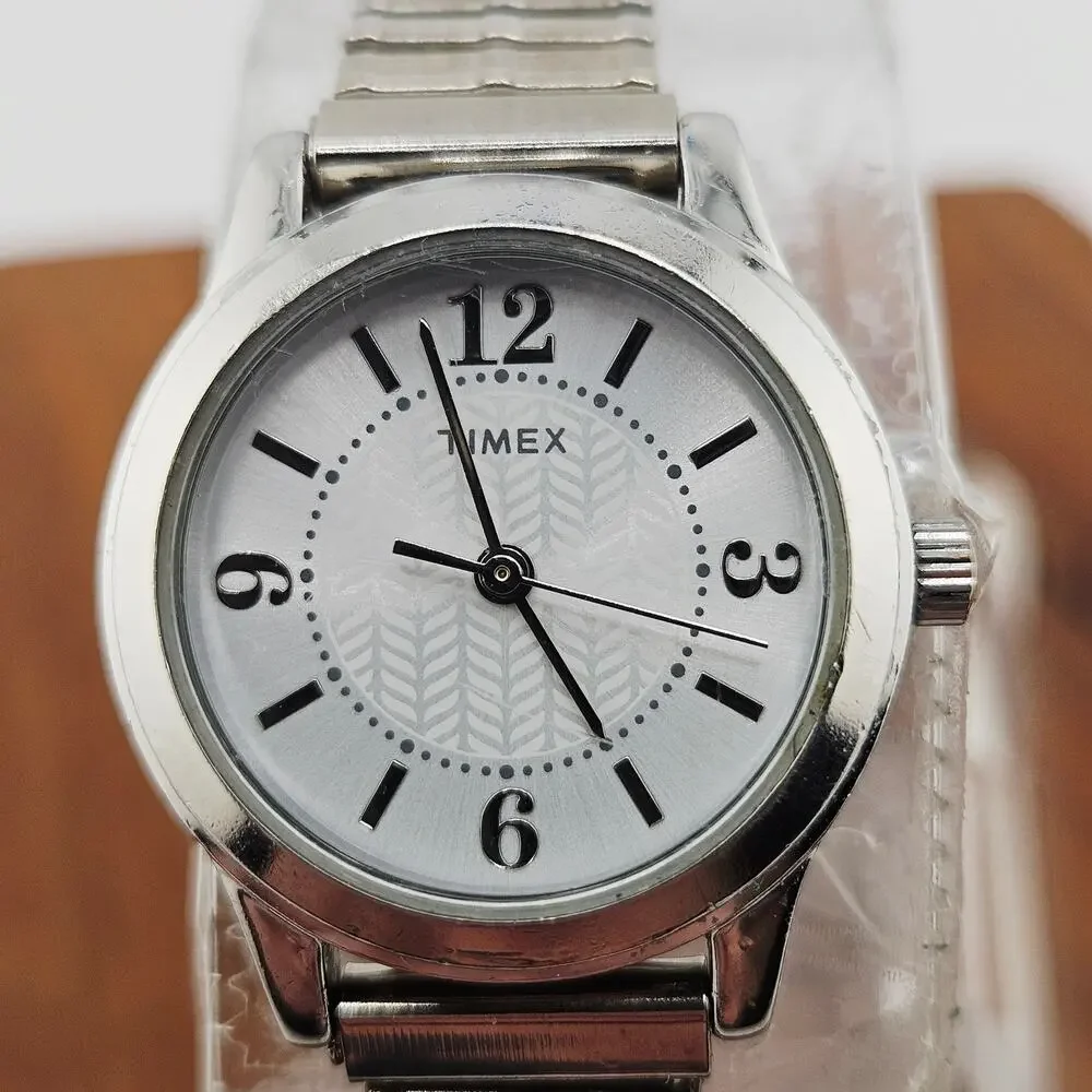 Timex Silver Tone Analog Watch Stretch Band Simple Basic Casual Everyday
